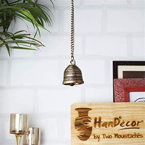 Two Moustaches Ethnic Indian Handcrafted Brass Temple Hanging Bell with ...