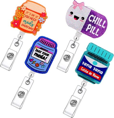 Amazon.com : 8pcs Nurse Badge Reel Bling Glitter Nurse Badge Reels ...