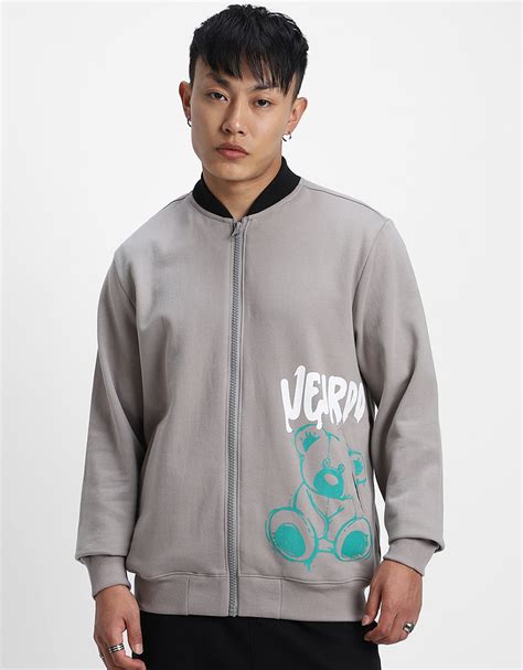 Grey Back Graphic Printed Varsity Jacket – Veirdo
