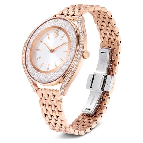 Crystalline aura watch, Swiss Made, Metal bracelet, Rose gold tone ...