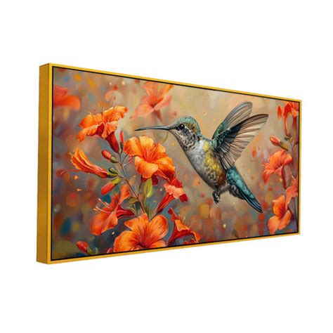 Beautiful Painting of Hummingbird Hovering in Toward sing Hibiscus Flo ...