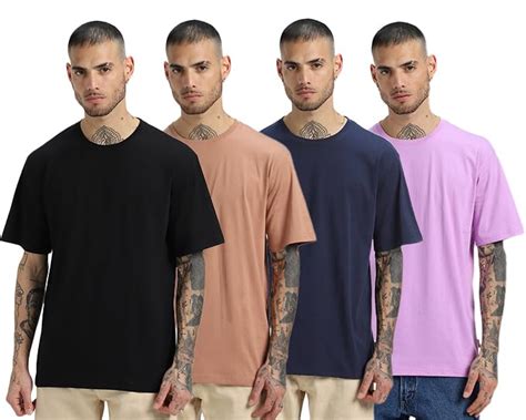 Buy Veirdo® Pure Cotton Oversized Fit Half Sleeve Solid Round Neck ...