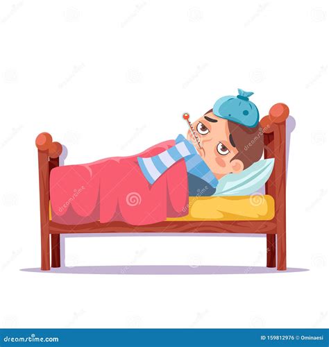 Sick In Bed Cartoon