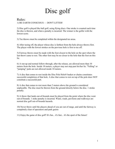 Image result for Disc Golf Rules