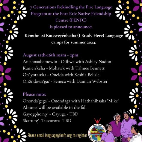 Seneca, Oneida, Mohawk and Ojibwe language camps, 796 Buffalo Rd , Fort ...