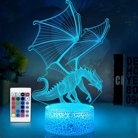 Buy SETIFUNI Dragon lamp Dragon Toys Night Light 16 Colors Changing 3D ...