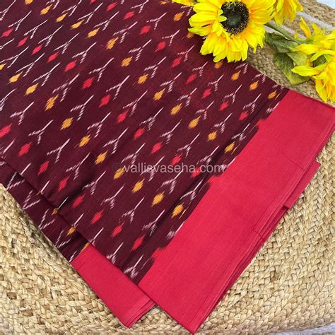 Ikkat Mercerised Cotton Saree - VVIKS001 – Vallis Vaseha