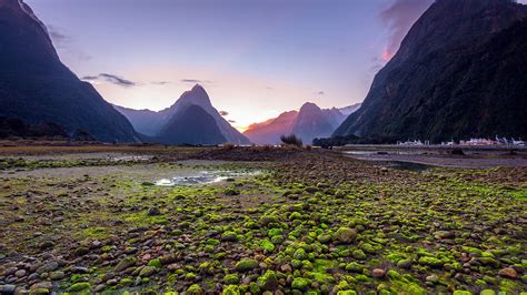 Mitre Peak sunset view in Milford Sound, Fiordland, South Island of New ...