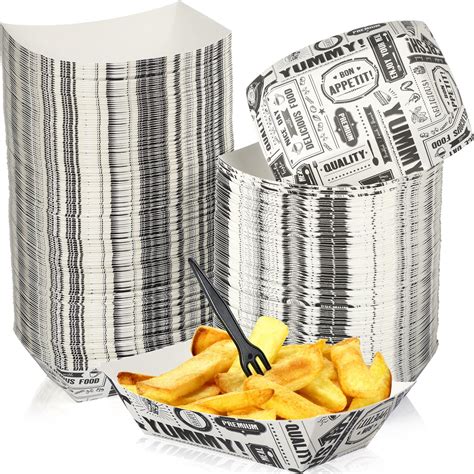 500 Pcs Paper Food Boats Disposable Newspaper Paper Food Trays ...