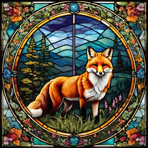 Fox Animal Stained Glass Art Free Stock Photo - Public Domain Pictures