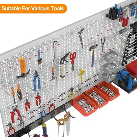 TORACK 109Pcs Pegboard Wall Organizer 4 ft. Garage Metal Pegboard ...