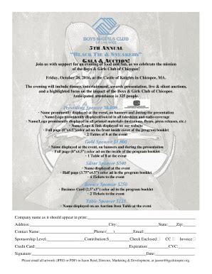 Fillable Online bgcchicopee Gala Form 2016 - Boys & Girls Club of ...