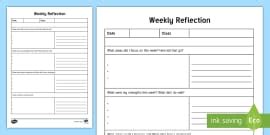 Reflective Reading Journals – Weekly Reflection Journal