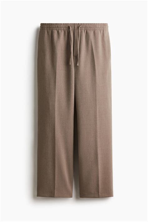 Men’s Beige marl Relaxed Fit Trousers | H&M IN