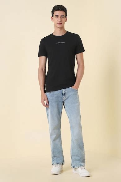 Allen Solly Jeans Round Neck and V Neck T-Shirts, Men Black Solid Crew ...