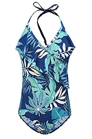 Buy Girls Swimsuits One Piece Hawaiian Ruffle Bathing Suits Halter ...