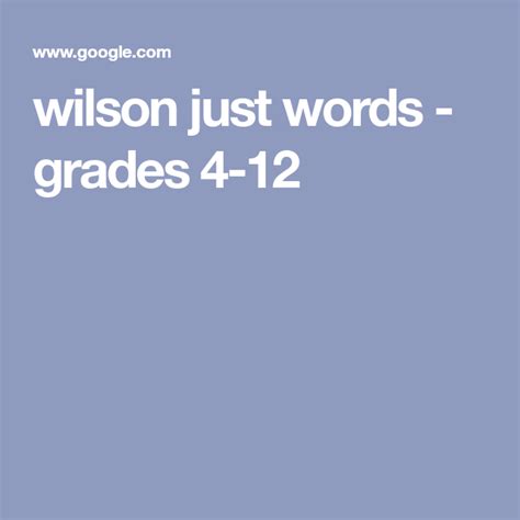 wilson just words - grades 4-12 | Words, Grade, Classroom