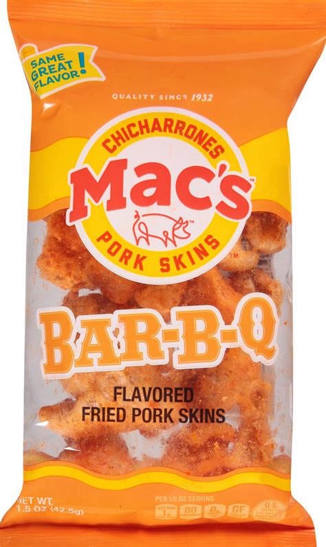 Mac’s Bar-B-Q Crispy Fried Pork Skins, 1.5 oz Bag