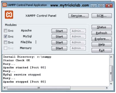 Image result for How to Open MySQL Xampp Control Panel