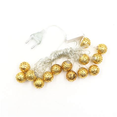 Metal Ball Shape 14 LED Golden String Lights