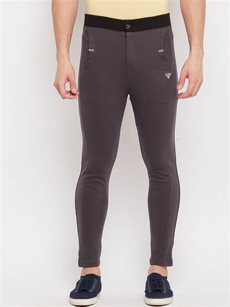 Duke Men Grey Solid Slim-Fit Track Pant - Price History