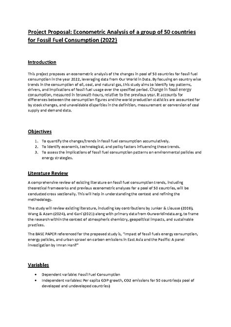Project Proposal: Econometric Analysis of Fossil Fuel Consumption (2022 ...