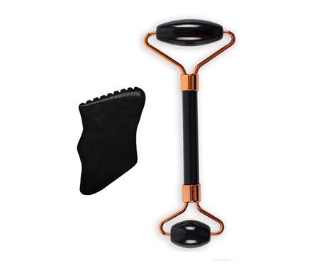 Buy Getmecraft Black Obsidian Facial Roller And Gua Sha With Teeth ...