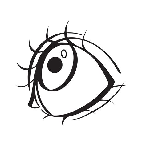 Black and white eyeball looking upwards vector illustration isolated on ...