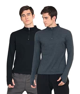 Buy Ap'pulse Men's 1/4 Zipper Hi Neck Thumbopen (Pack of 2) at Amazon.in