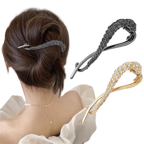 PALAY® 2pcs Hair Bun Accessories for Women, Metal Rhinestone Bun Maker ...