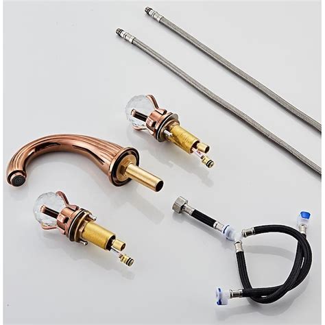 Widespread Bathroom Sink Mixer Faucet, Brass Basin Taps 2 Handle 3 Hole ...