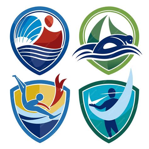 Water Sports Logo Designs Swimming Sailing and Diving Icons | Premium ...