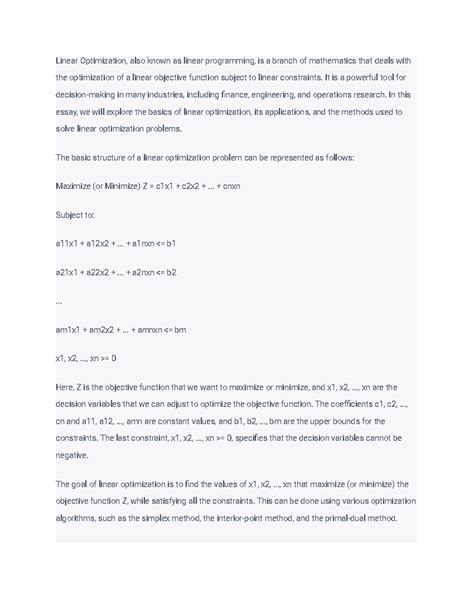 Linear Optimization Problems 的图像结果