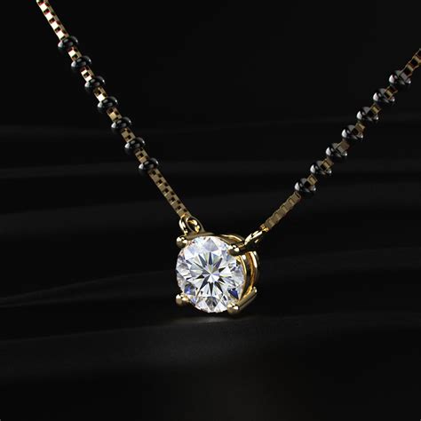 Buy 2 Ct Round Diamond Solitaire Mangalsutra Online – Earthly Jewels