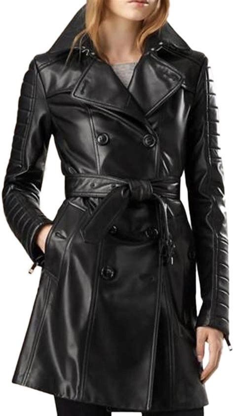 Women's Soft Lambskin Leather Trench Coat - Clara Leather