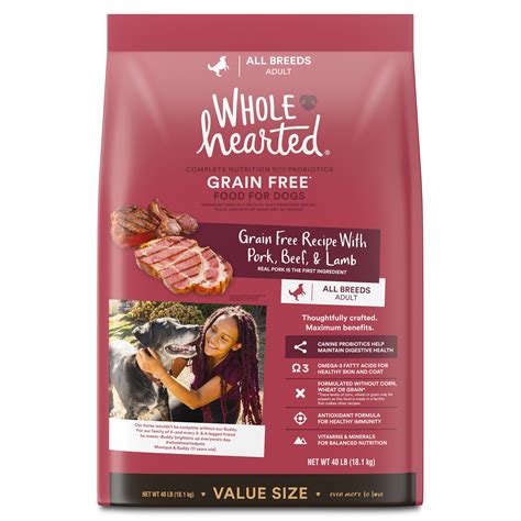 WholeHearted Grain Free Pork, Beef & Lamb Recipe Dry Dog Food, 40 lbs ...