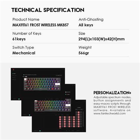 مكانيكال كيبورد FANTECH MAXFIT61 FROST MK857 WIRELESS RGB – 3 ...