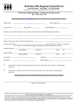 Please e-mail this to schoolchoicebhrsd Doc Template | pdfFiller