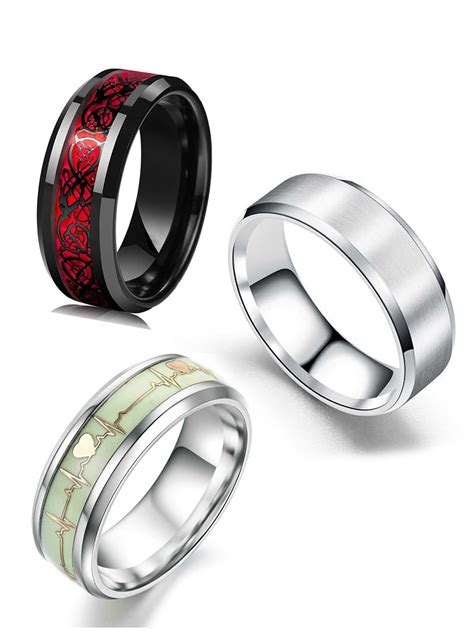 MEENAZ Black Rings for Men Mens couples gents friends unisex Boys ...