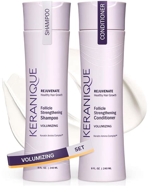 Keranique Volumizing Shampoo and Conditioner Set for Hair Repair and ...