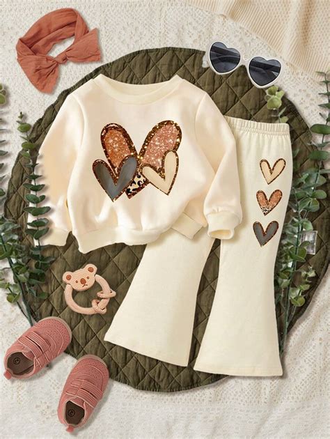 SHEIN Retro Ombre Leopard Heart Print, Baby Girl Casual Soft Knitted ...