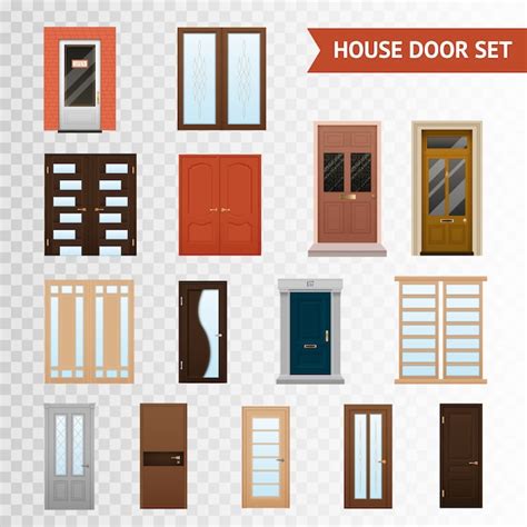 House doors transparent set | Free Vector
