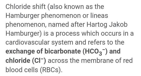 Write a note on – Chloride shift. - Brainly.in