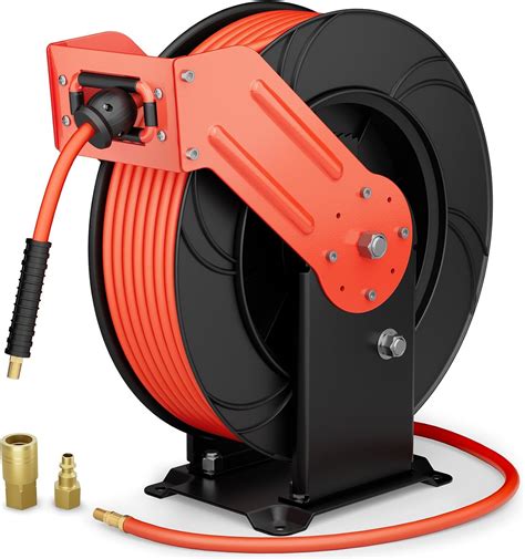 Air Hose Reel, 3/8 In X 65 ft Retractable Air Hose Reel, Double Arm ...