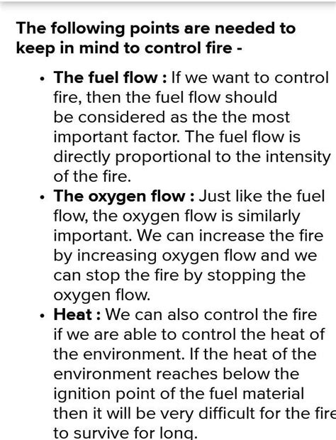 which points will you keep in mind to control fire - Brainly.in