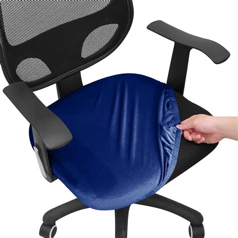Amazon.com: FORCHEER Office Chair Seat Cover Stretchable Velvet Blue ...
