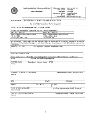 DESCRIPTION:H&K MODEL 416 RIFLES AND MAGAZINES Doc Template | pdfFiller