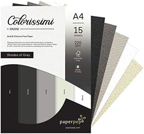 PaperPep Colorissimi Card Stock 220GSM A4 Shades of Grey Assorted Pack ...