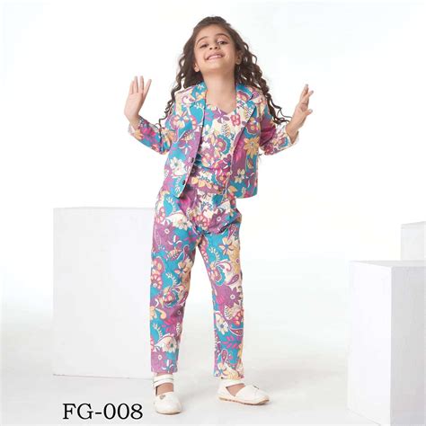 FASHION GALLERIA CUTE GIRLS COTTON CROP TOP WITH PANT AND BLAZER SET AT ...