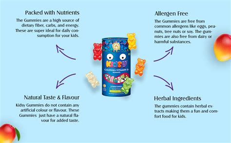 Mom & World Kidsy Calcium + Vitamin D Gummies for Kids, Chewable ...